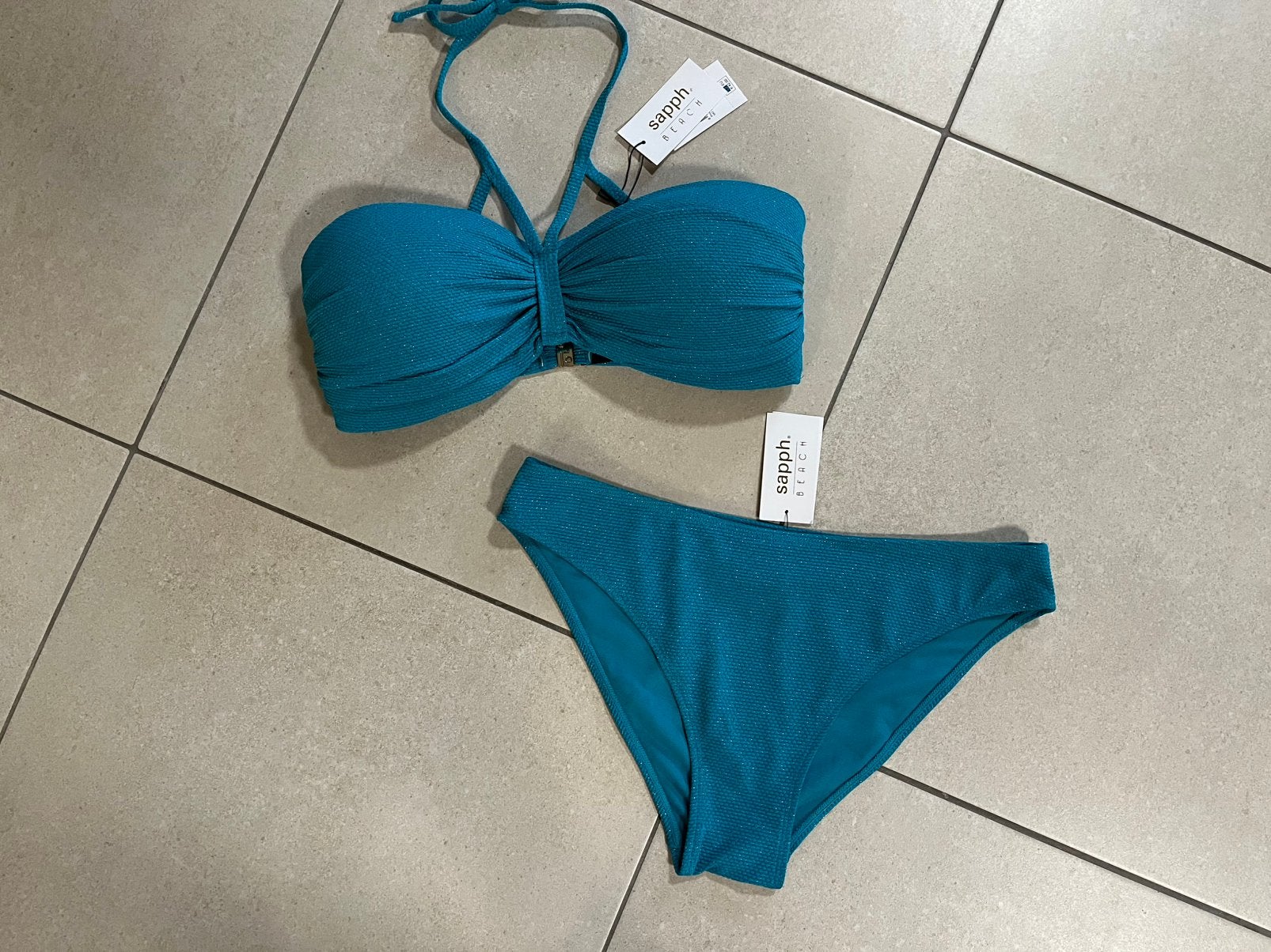Sapph prachtige nieuwe bikini mt 80-95D en Slip Large, Ophalen of Verzenden, Nieuw, Blauw, Bikini