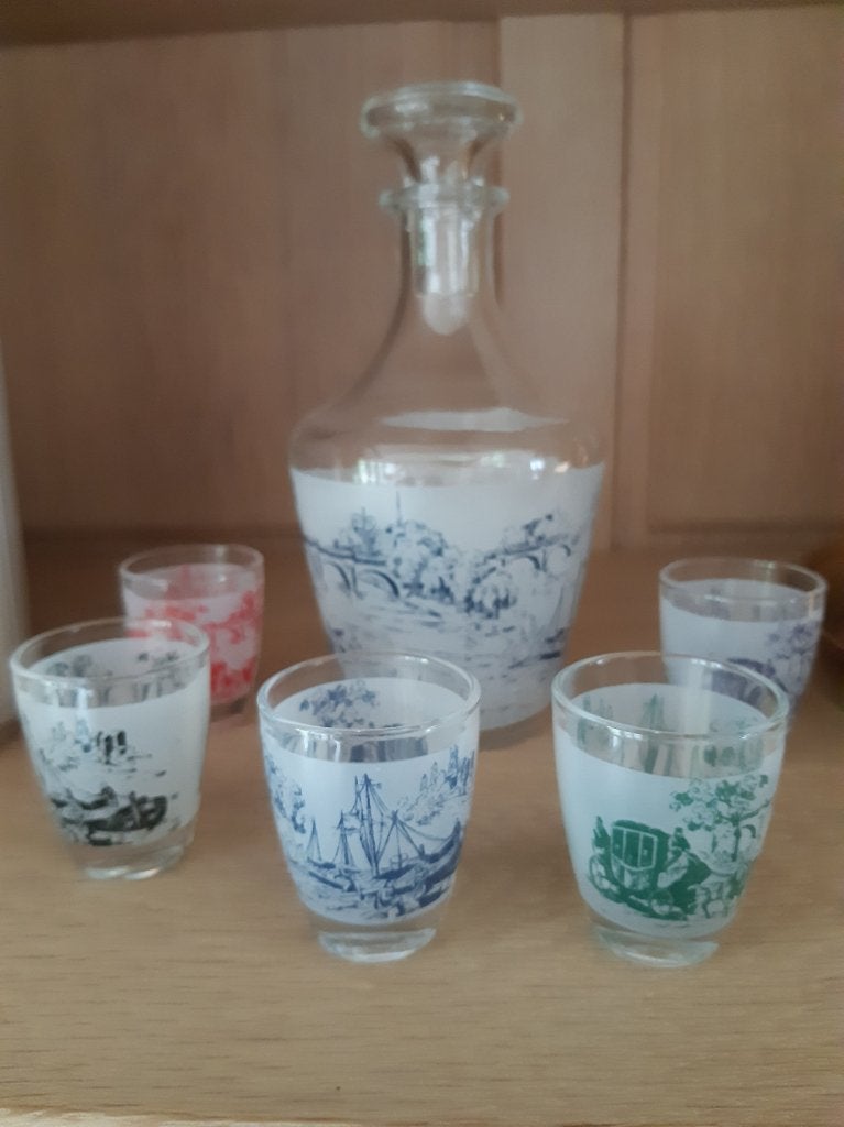 Set à liqueur vintage avec verres, Antiquités & Art, Enlèvement ou Envoi