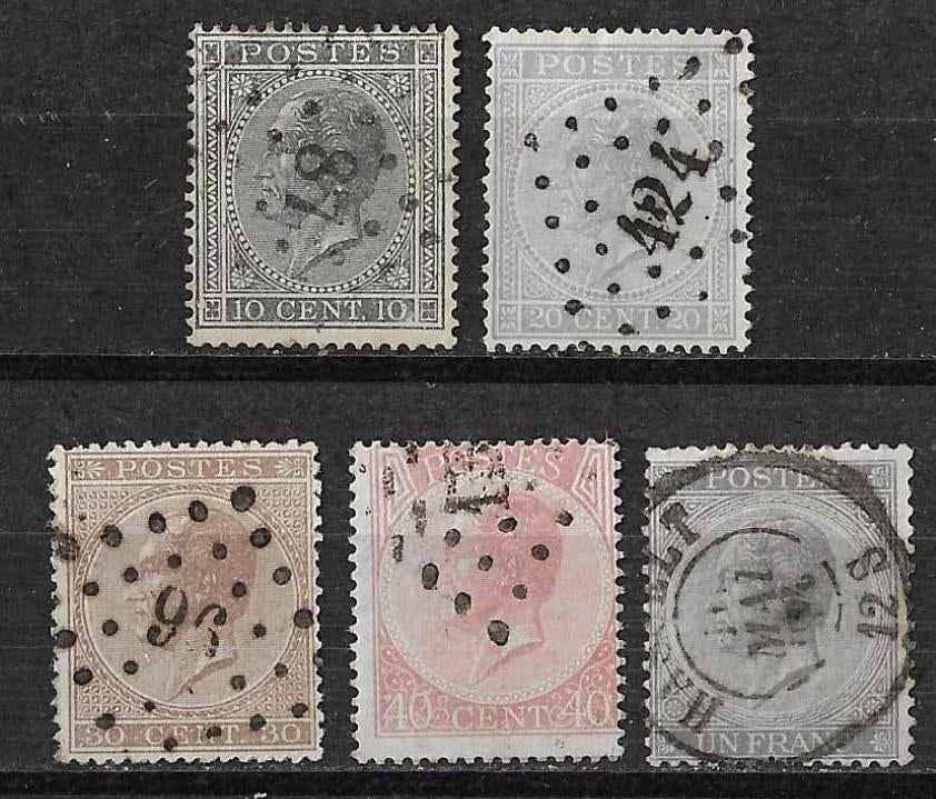 België OPC 17A-21A Koning Leopold I Profiel naar links, Postzegels en Munten, Ophalen of Verzenden, Gestempeld, Koninklijk huis