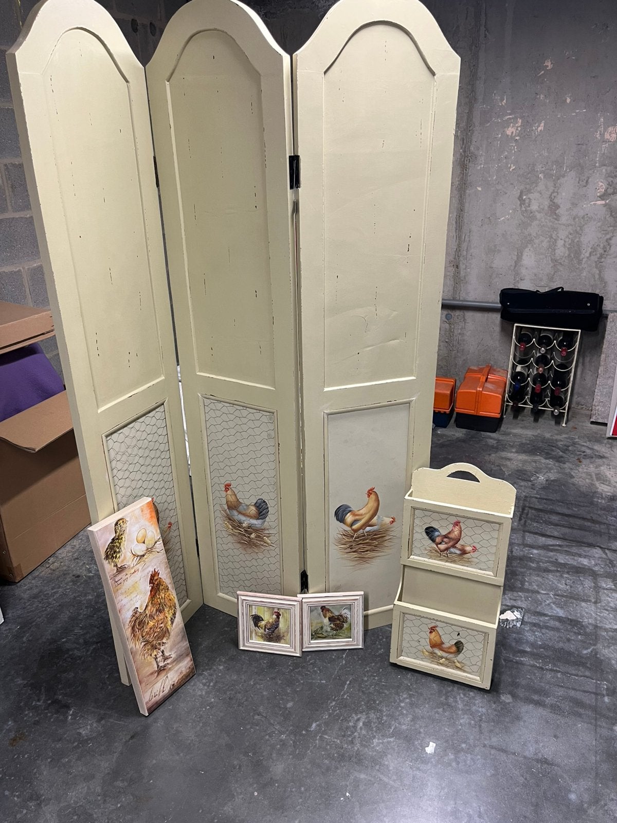 paravant, brievenhouders, fotos thema “kippen”, Huis en Inrichting, Woonaccessoires | Kamerschermen, Ophalen, Zo goed als nieuw