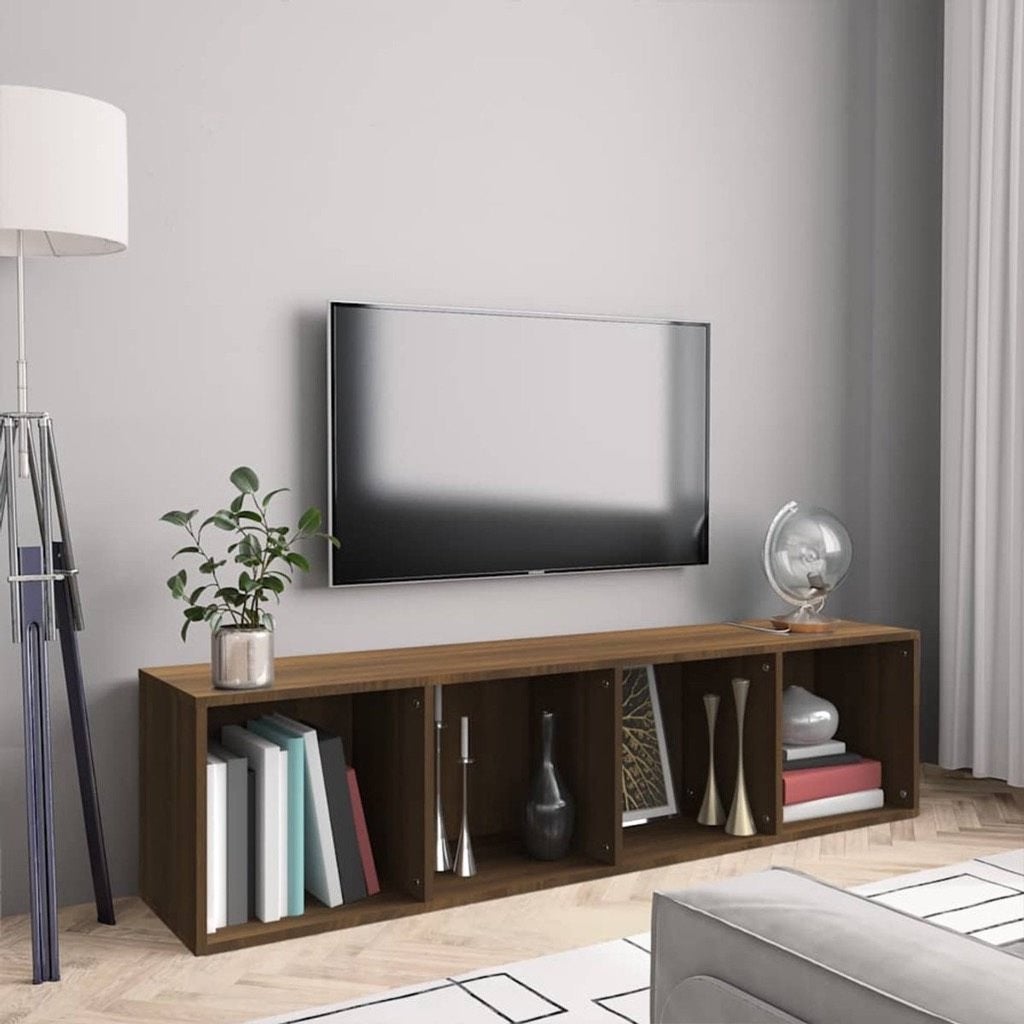 vidaXL - Boekenkast - tv-meubel - 143x30x36 - eik bruin, 100 tot 150 cm, Met plank(en), Nieuw, Ophalen of Verzenden