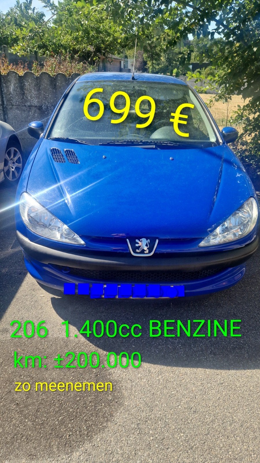 peugeot 206, Auto's, Voorwielaandrijving, Stof, 4 cilinders, Blauw