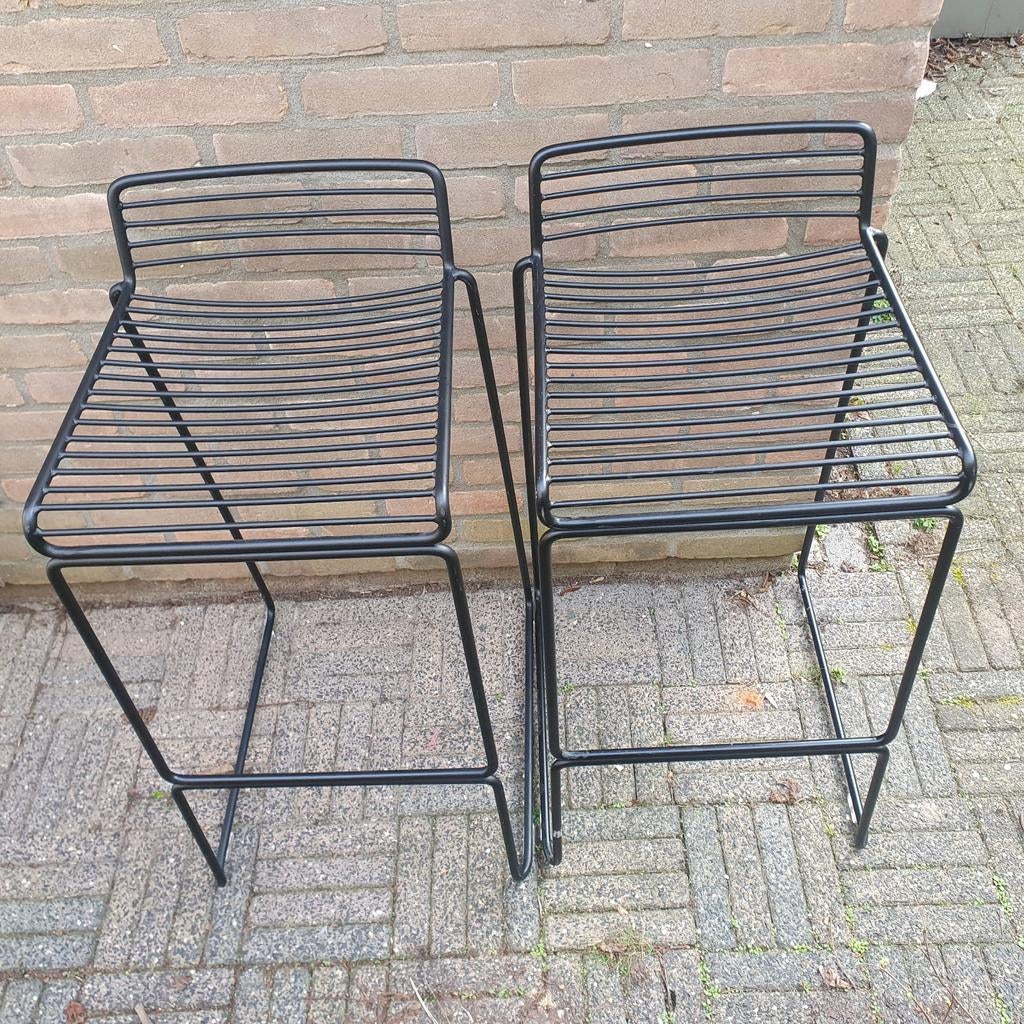 ***3x HAY HEE design barkrukken- 75cm***, Maison & Meubles, Tabourets de bar, Utilisé, 60 à 90 cm, Métal, 3 tabourets, Avec repose-pieds