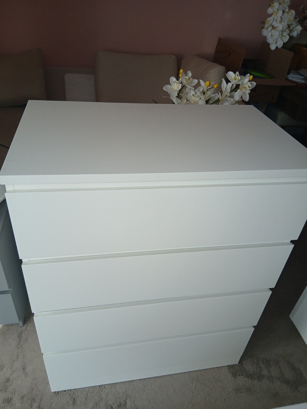 Armoire blanche IKEA, 3 ou 4 tiroirs, Enlèvement, Utilisé, Modern