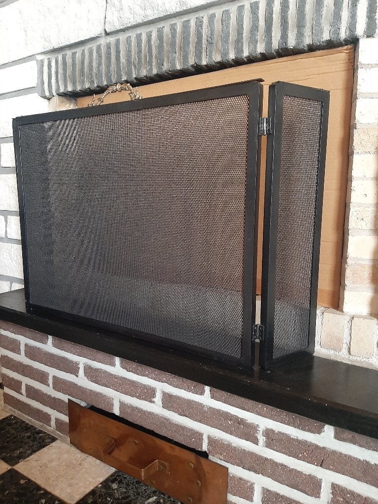 Openhaard scherm, Ophalen, Zwart, Vintage