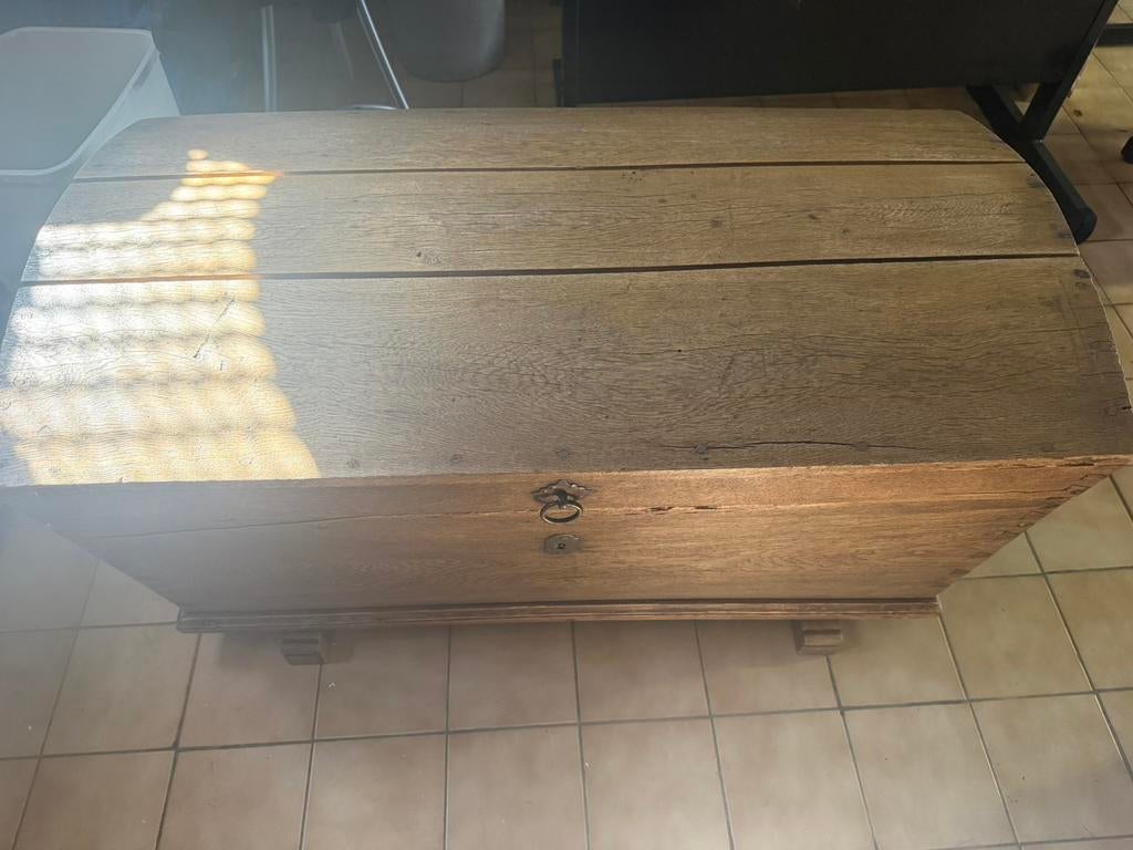 Antieken Eiken kist, Ophalen, Minder dan 50 cm, Gebruikt, 100 tot 150 cm