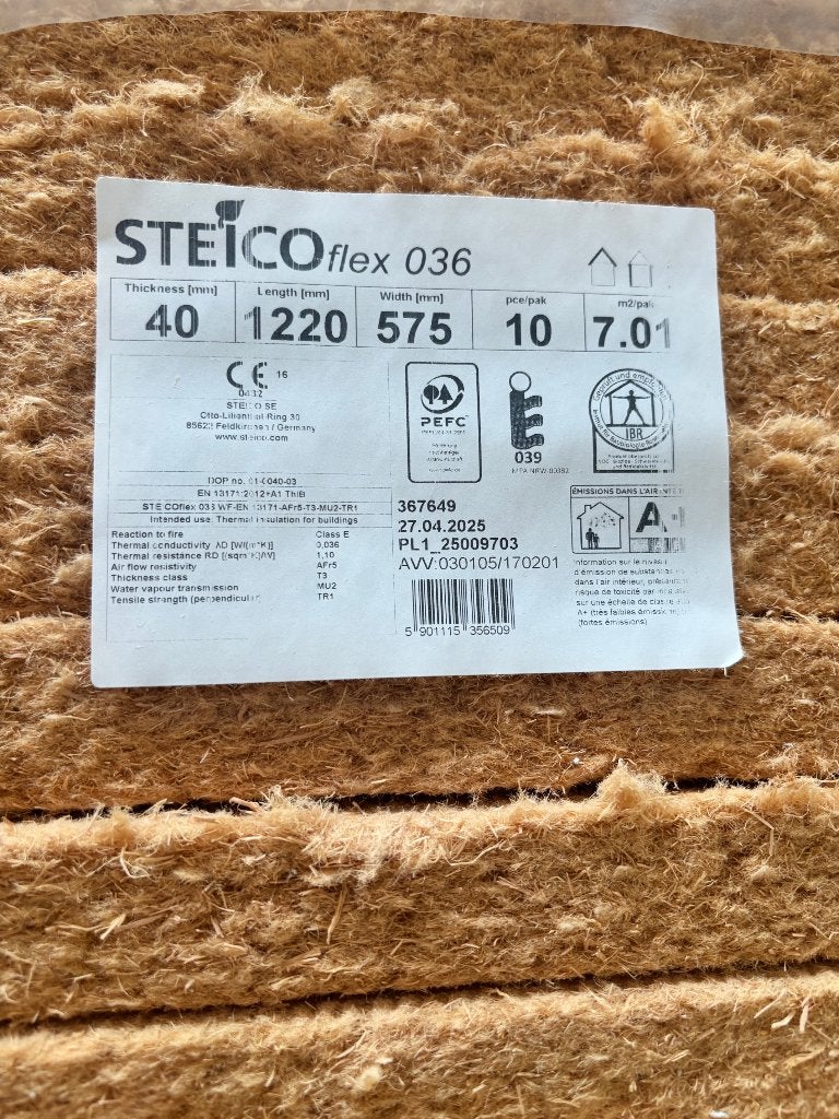 3 paquet fibre de bois Steico flex 036, Bricolage & Construction, Enlèvement, 5 à 10 m², Autres matériaux, 4 à 8 cm