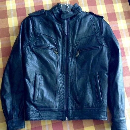 Veste en cuir véritable noir garçon 14 ans Style Motard, Garçon, Enlèvement ou Envoi, Pull ou Veste, Comme neuf