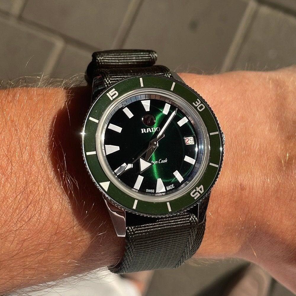 Rado Captain Cook 37 mm, vert, Enlèvement ou Envoi, Acier, Montre-bracelet, Autres marques