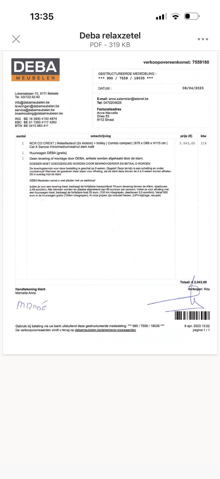 Elektrische relaxzetel, Ophalen