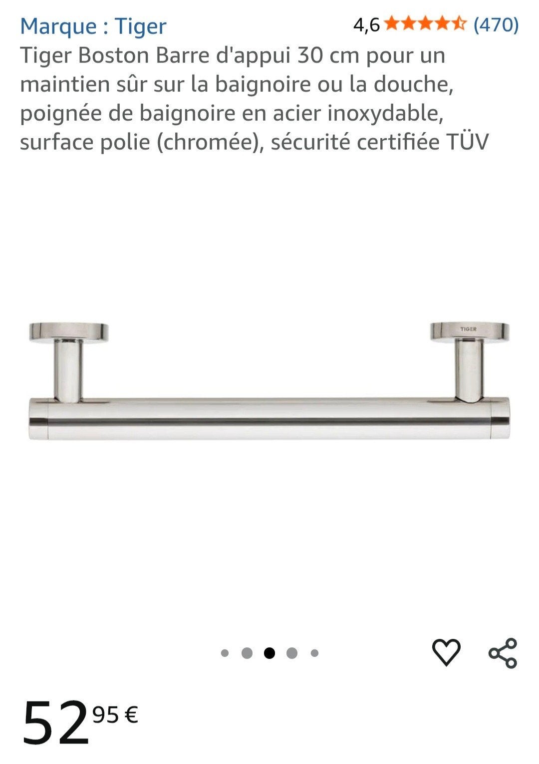 Barre d'appui inox finition chrome (TIGER), Ophalen, Nieuw