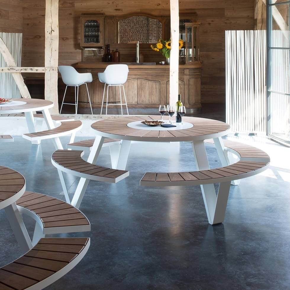 Extremis Pantagruel of Hopper tafel + Inumbra parasol SALE, Tuin en Terras, Tuintafels, Ophalen, Zo goed als nieuw, Rond, Aluminium