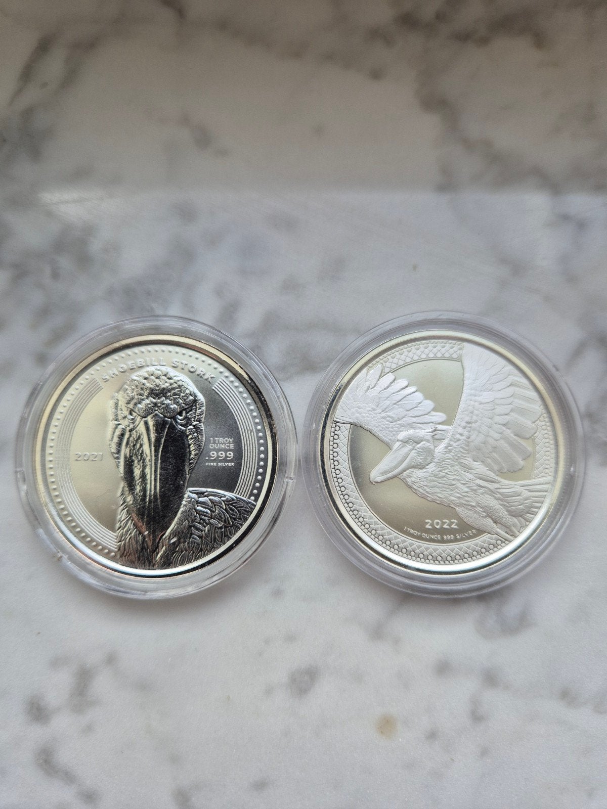 2x 1oz 999 silver - Congo - Shoebill Stork 2021+2022, Enlèvement