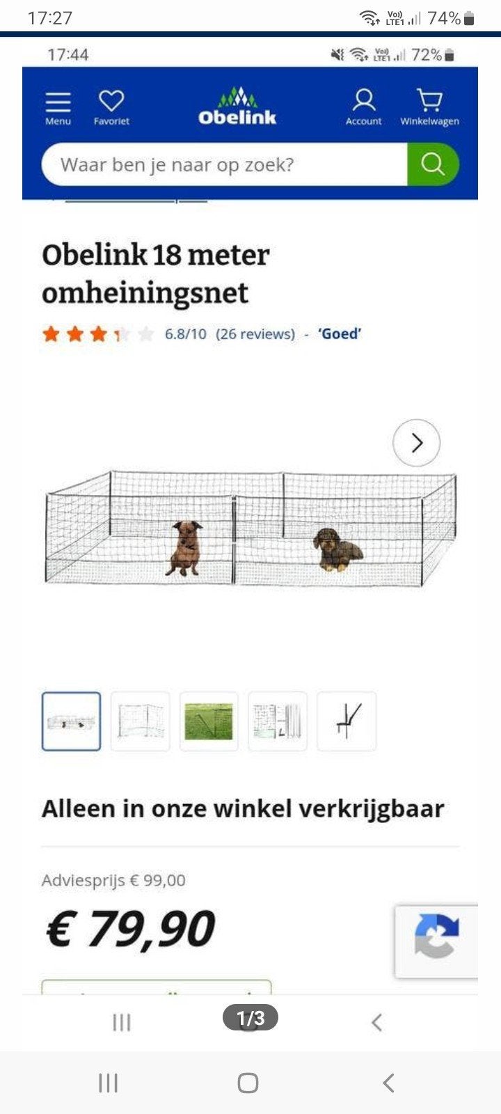 Omheiningsnet / puppyren, Enlèvement