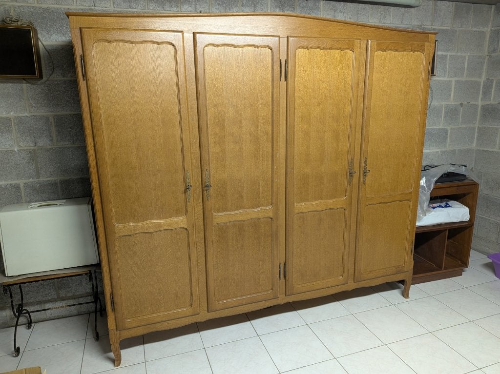 Grote massief eikenhouten kledingkast, Huis en Inrichting, Ophalen, Met deur(en), Gebruikt, Eikenhout