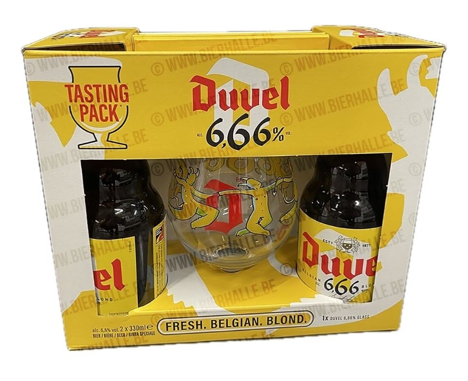 Duvel giftbox '666', Collections, Verres & Petits Verres, Enlèvement ou Envoi, Verre à bière