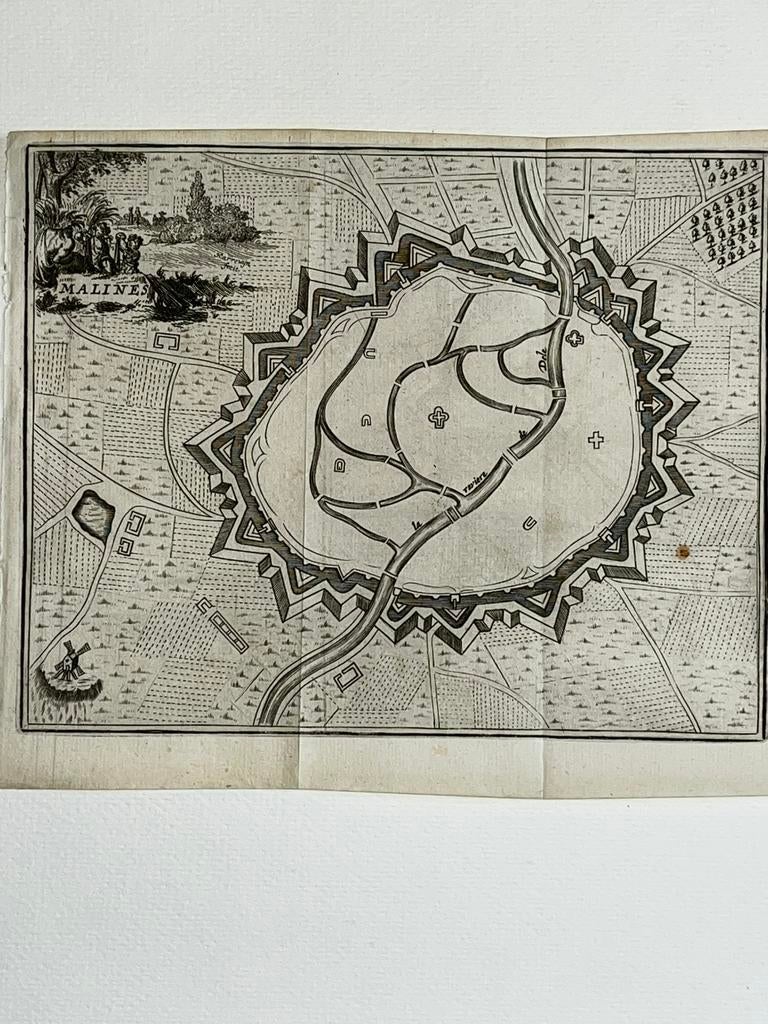 Ca 1700 atlaskaart Mechelen Harrewijn kopergravure Malines, Enlèvement ou Envoi