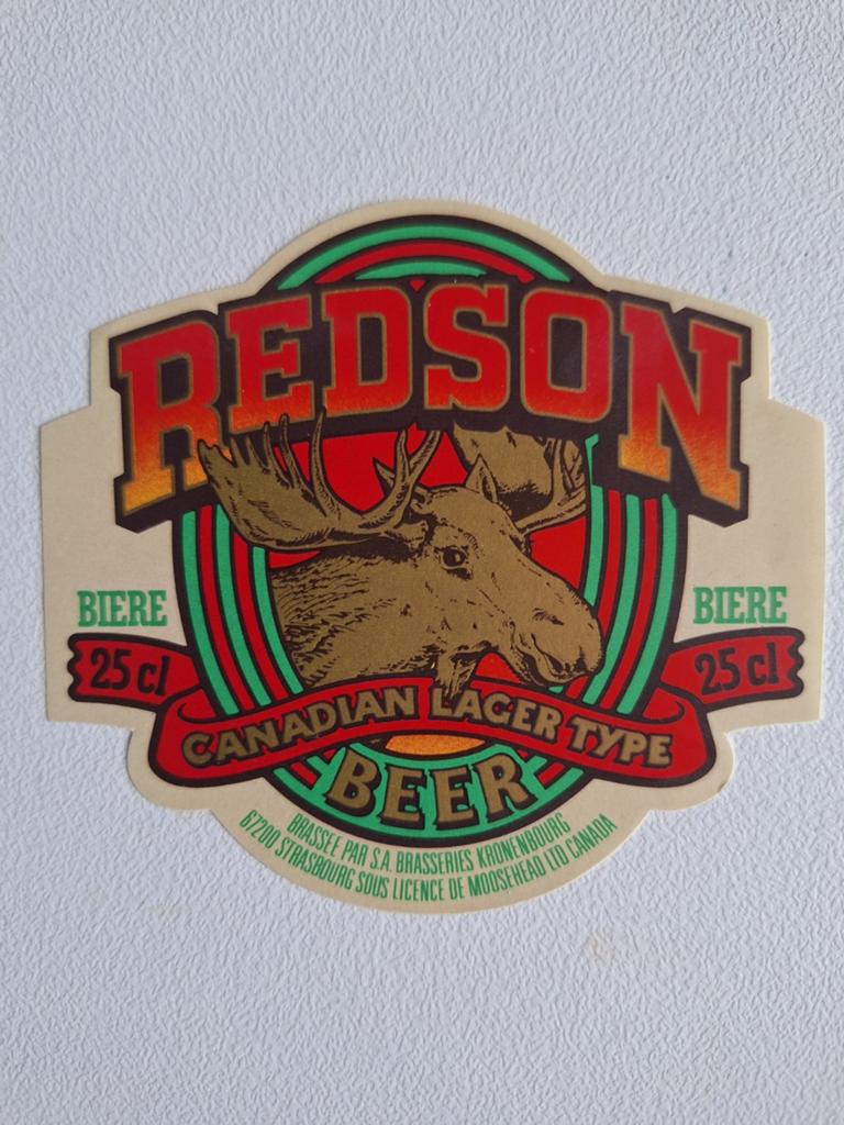 Oud bieretiket Redson Canadian beer eland, Ophalen of Verzenden
