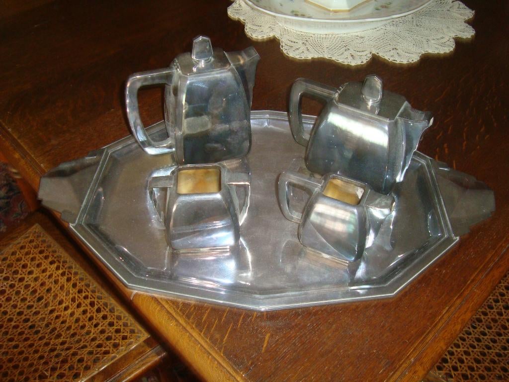 Verzilverd Art Deco koffie-en theeservies., Enlèvement