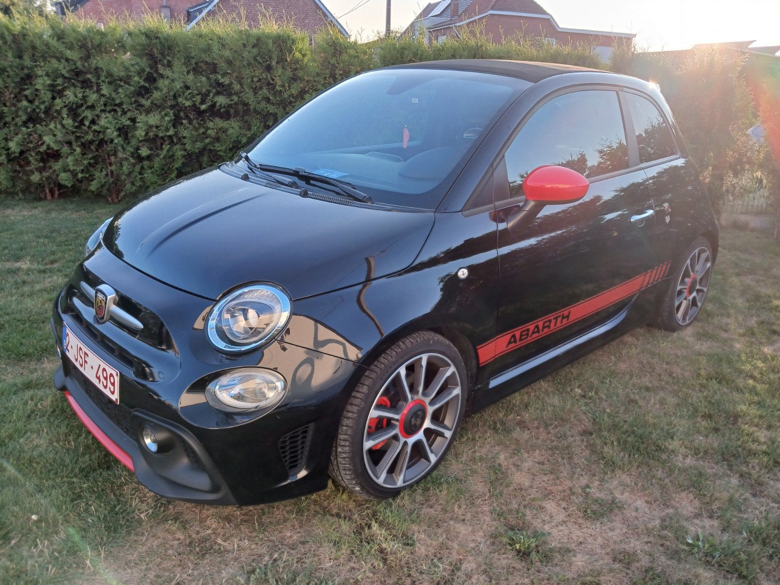 Fiat abarth 595 Cabrio, Bluetooth, Zwart, Cabriolet, Leder