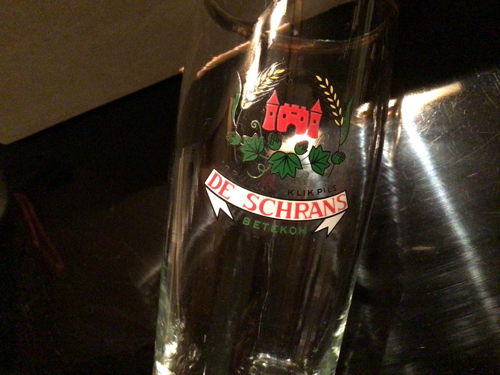 1 oud bierglas Bruine klikpils De Schrans Betekom, Verzamelen, Ophalen of Verzenden