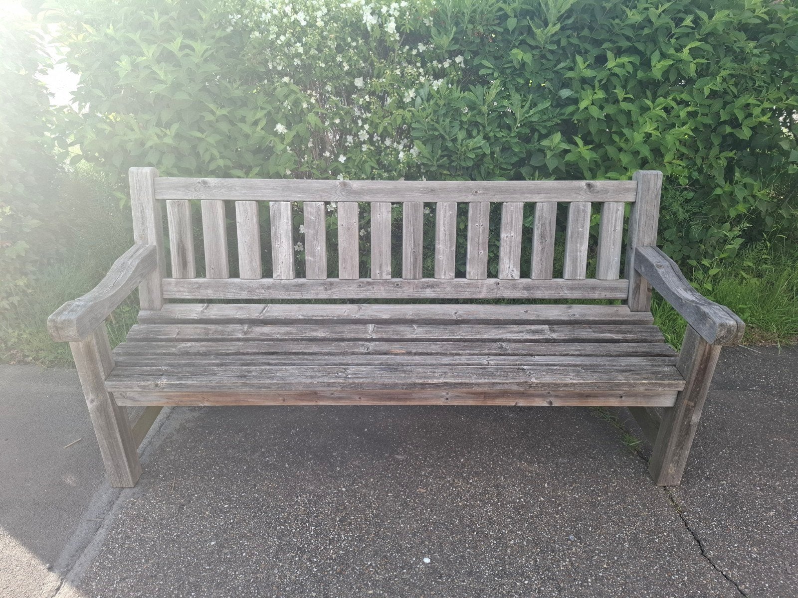 Massieve tuinbank 200 cm, Tuin en Terras, Ophalen, Gebruikt, Hout