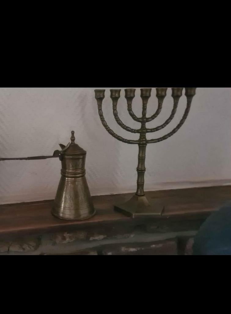 Kleine samovar en kaarsenhouder, Antiek en Kunst, Antiek | Kandelaars, Ophalen of Verzenden