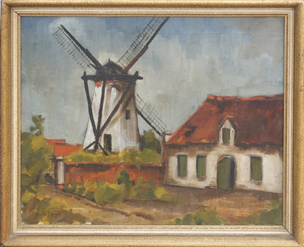 Remy De Pillecyn (1920-1986): Molenzicht (O/D, 66 x 54 cm), Ophalen of Verzenden, Gesigneerd