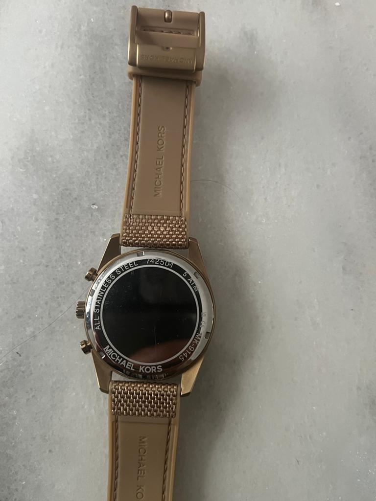 Michael Kors okkergeel / beige chronograaf, Ophalen, Zo goed als nieuw