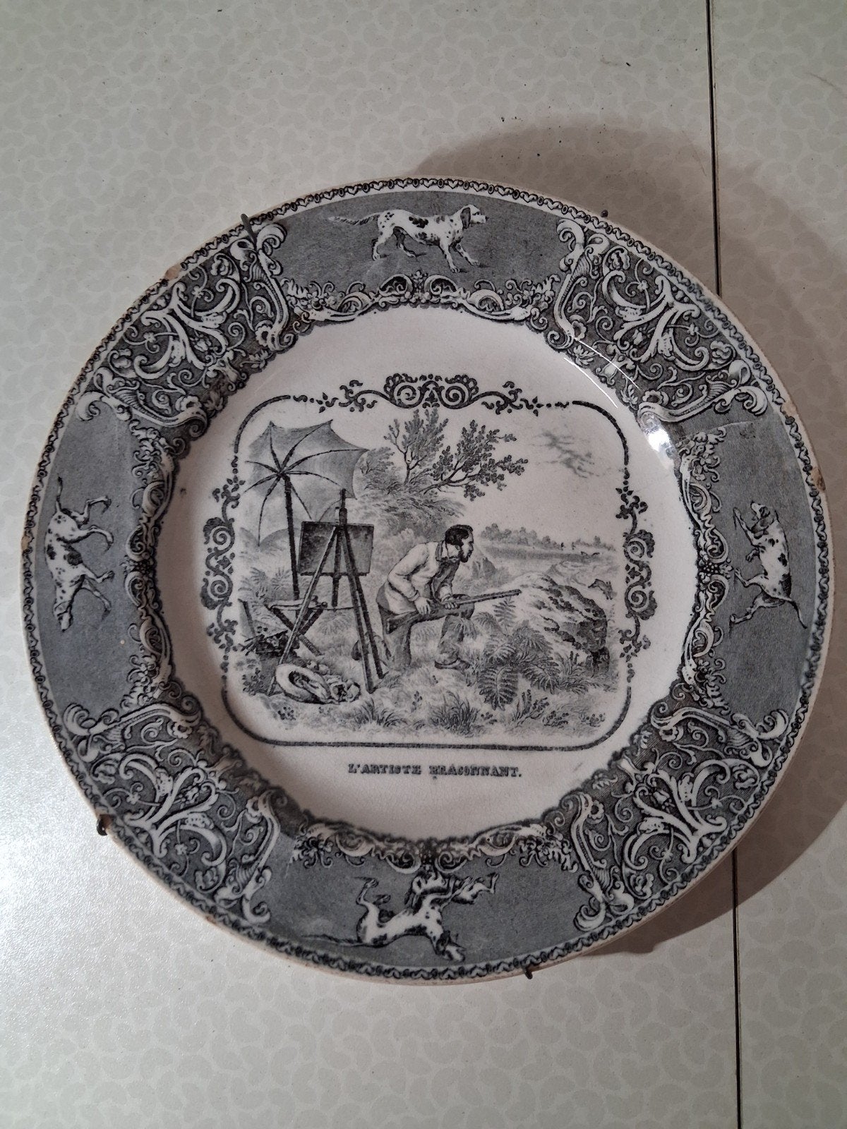 sierbord jacht wild boch F'res keramis, Antiek en Kunst, Ophalen of Verzenden