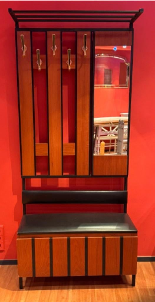 Porte-manteau mural vintage en teck pour banc d'entrée, anné, Enlèvement