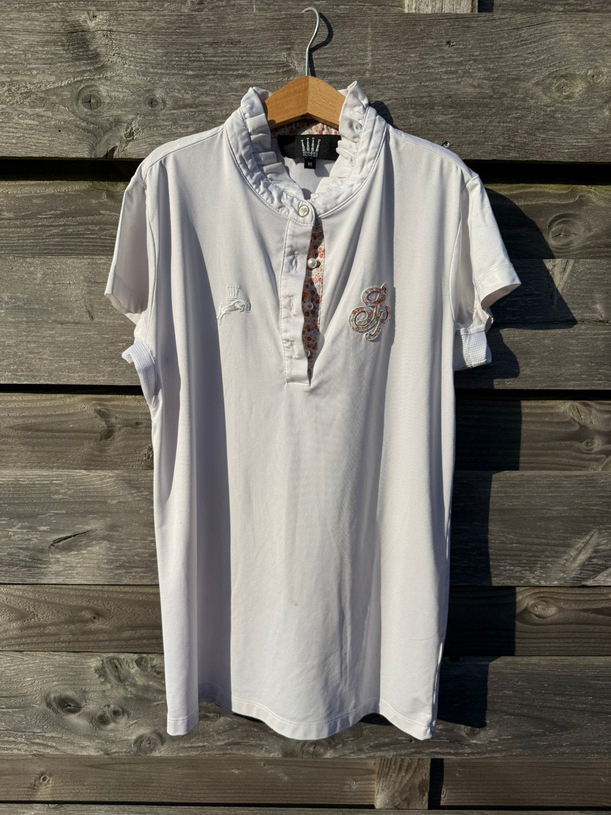 Wedstrijd blouse, Dieren en Toebehoren, Paardrijkleding, Ophalen, Gebruikt, Wit, Bovenkleding