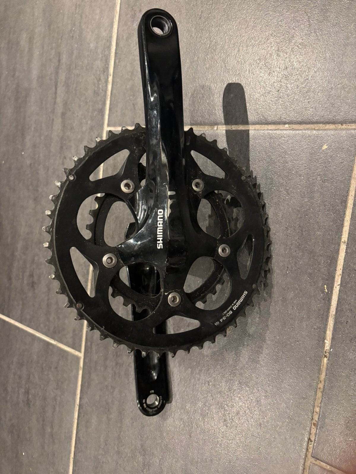 Shimano crankstel met 2x10 versnellingen, Crankstel of Pedalen, Gebruikt, Ophalen of Verzenden, Aluminium