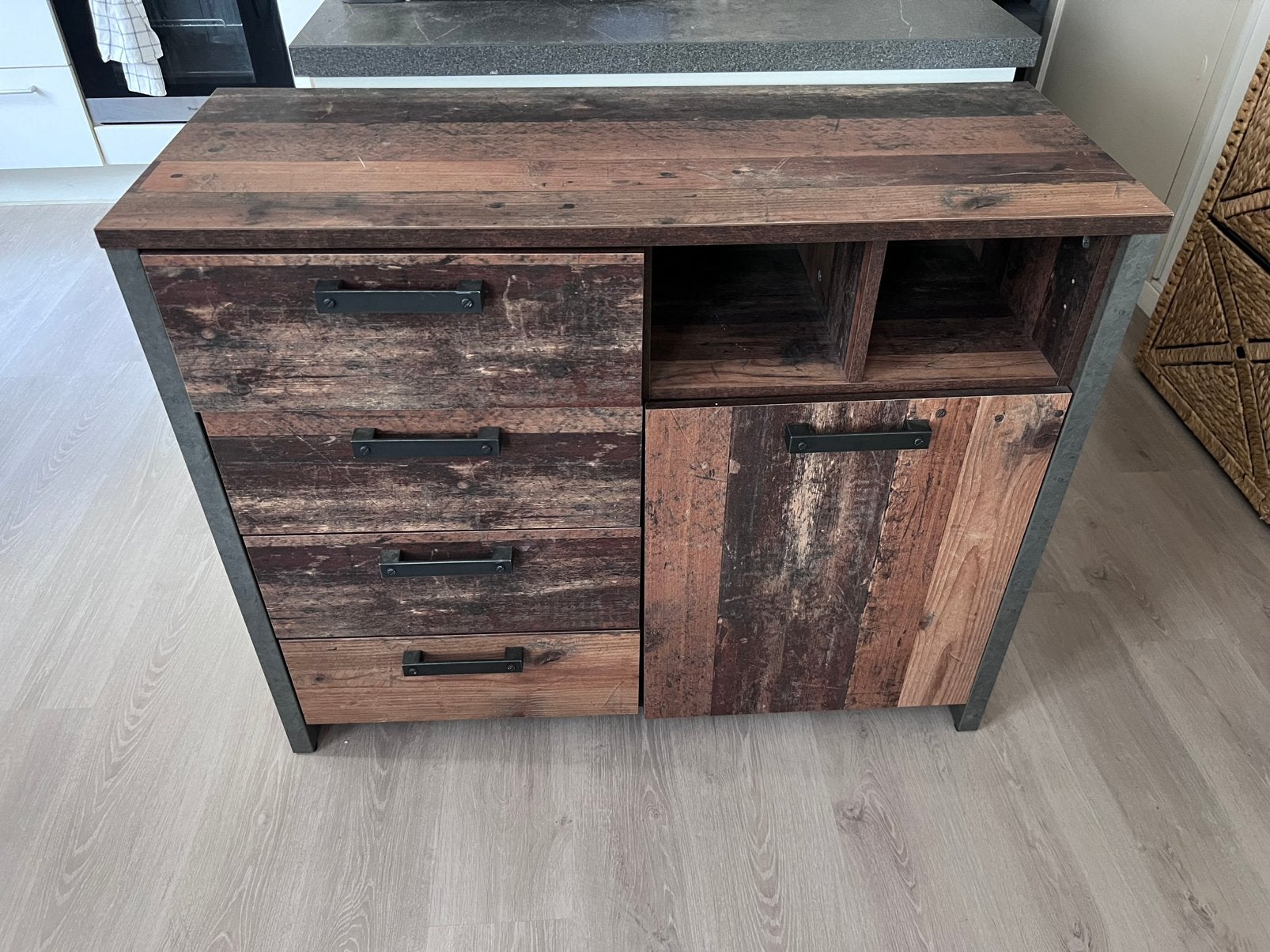 Ensemble de 3 armoires, design industriel/bois / séparées, Maison & Meubles, Armoires | Autre, Utilisé, Enlèvement