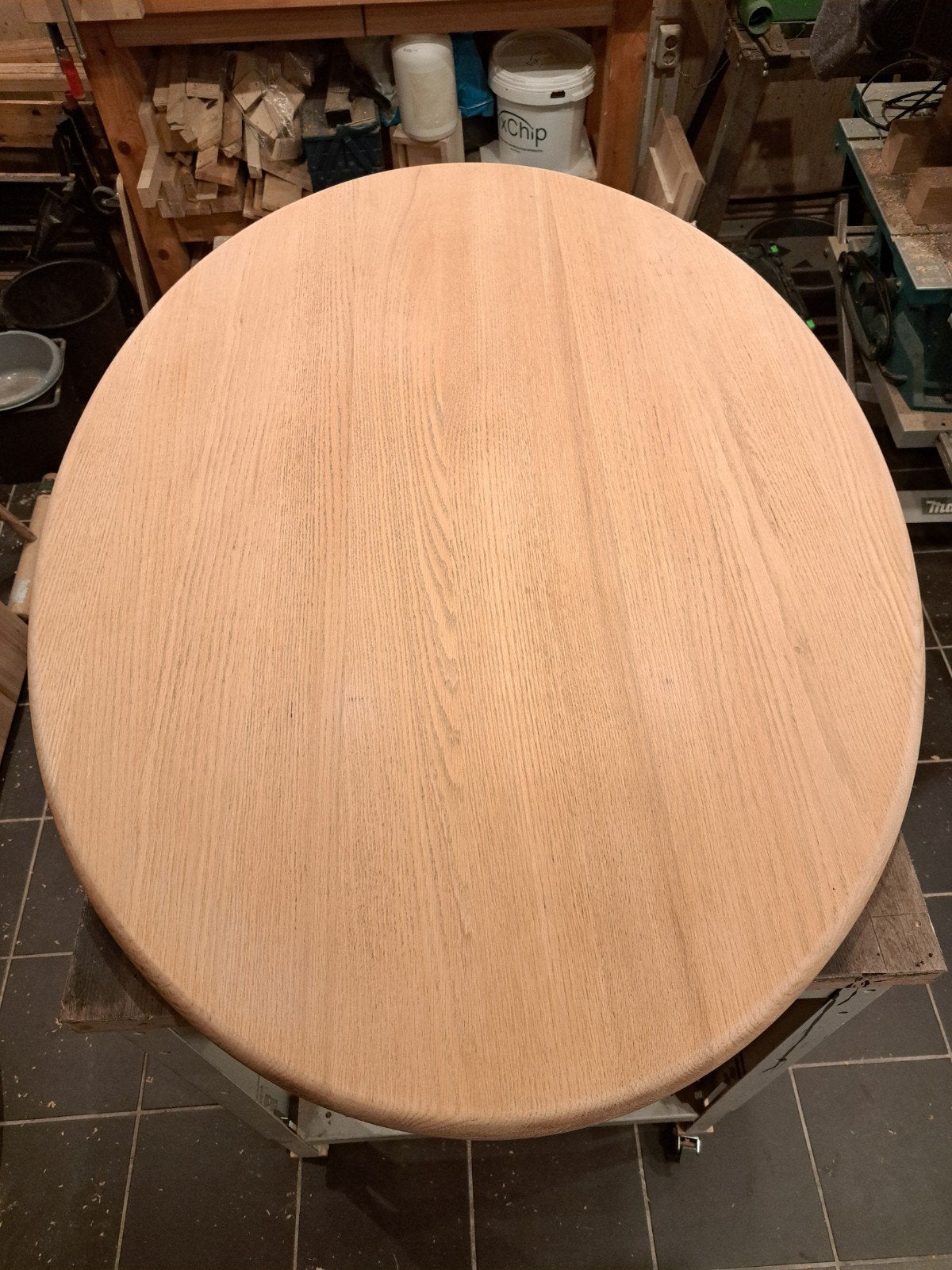 Ovaal massief zwaar eiken tafelblad, Ophalen, 100 tot 150 cm, Eikenhout, 50 tot 100 cm