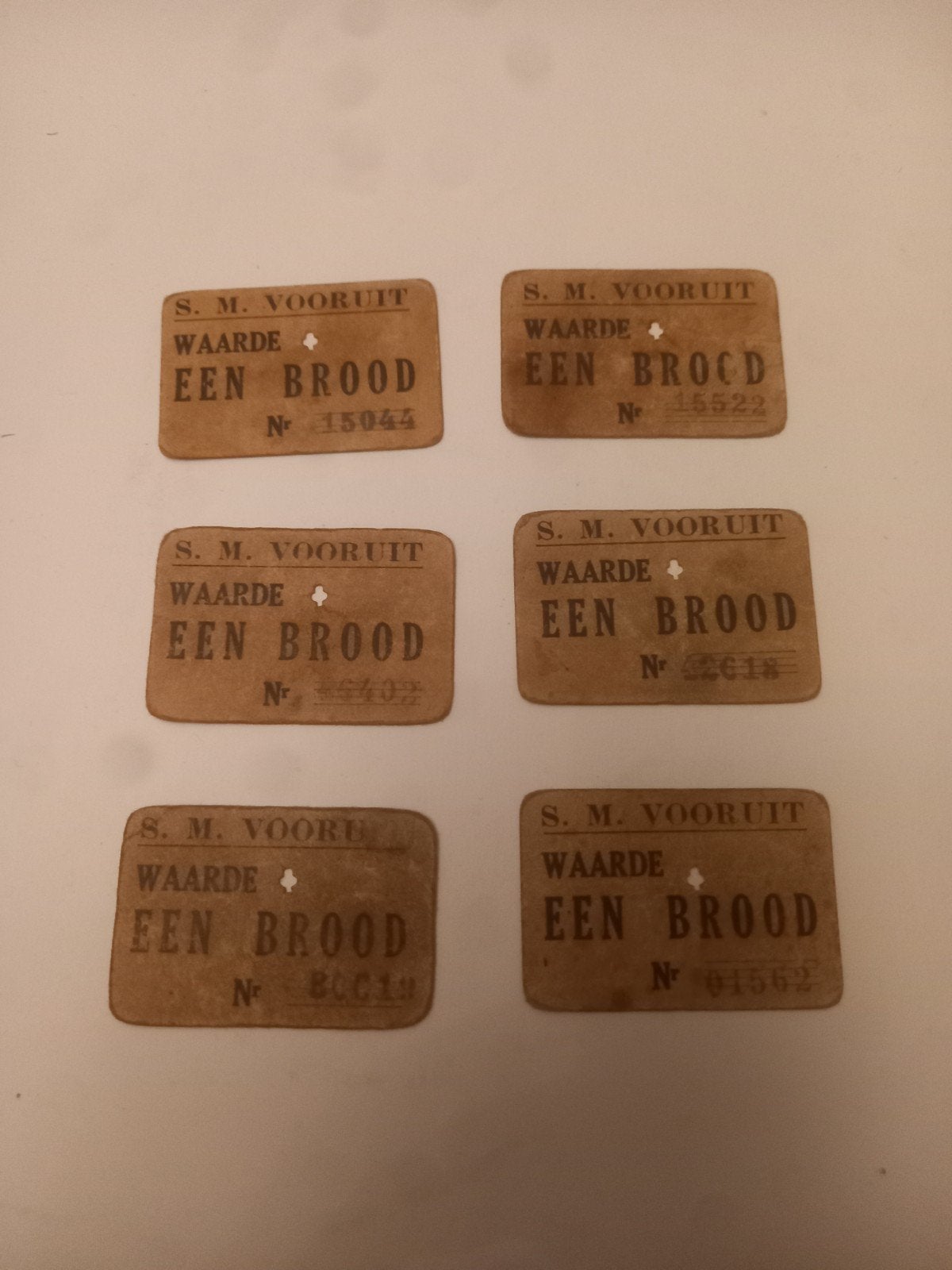 Vooruit - bon Waarde een brood - 2 eu/stuk , 10eu het lot, Verzamelen, Ophalen of Verzenden