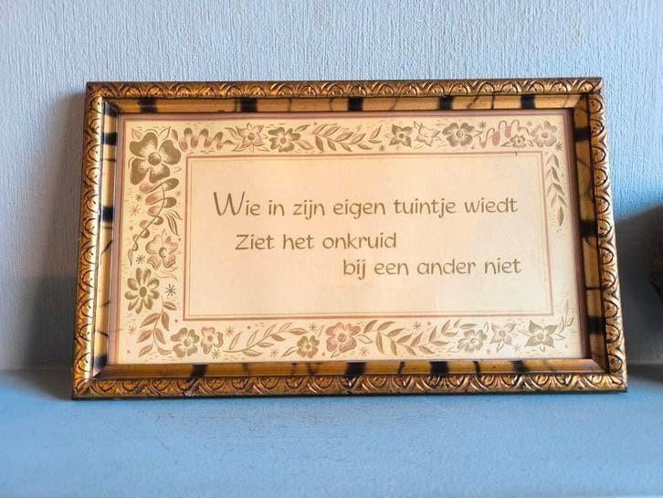 Prachtige vintage kader met spreuk, Ophalen of Verzenden
