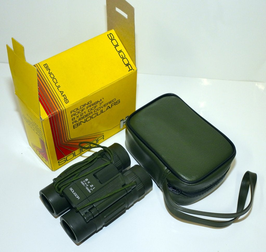 Kwaliteits verrekijker Soligor 8x21 opvouwbaar Japan complet, Audio, Tv en Foto, Optische apparatuur | Verrekijkers, Ophalen of Verzenden