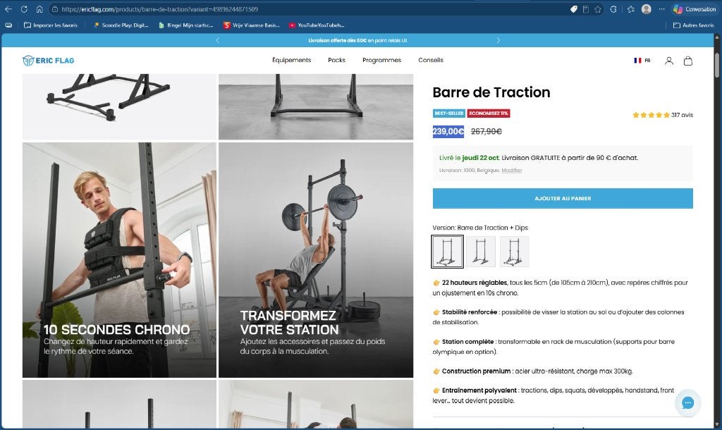 Barre de traction station complète / Pull ups standalone bar, Enlèvement, Comme neuf, Bras, Autres types