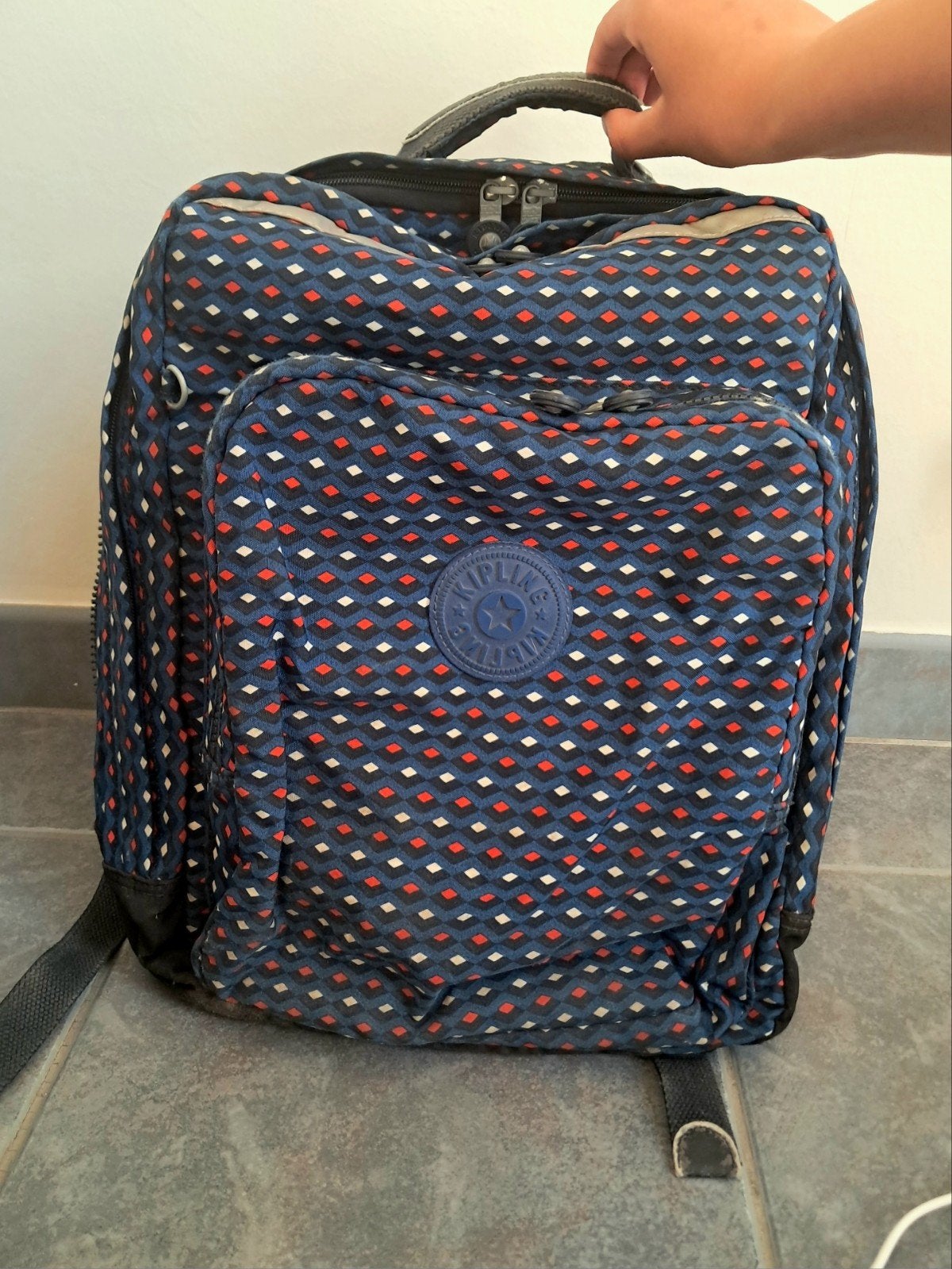 Kipling rugzak met laptopvak – Blauw/Rood, Ophalen, 40 tot 50 cm, 40 tot 50 cm, Zo goed als nieuw