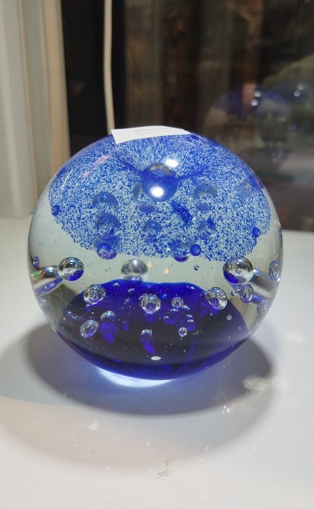 Sphère décorative en verre soufflé bleu – Presse-papiers, Ophalen of Verzenden