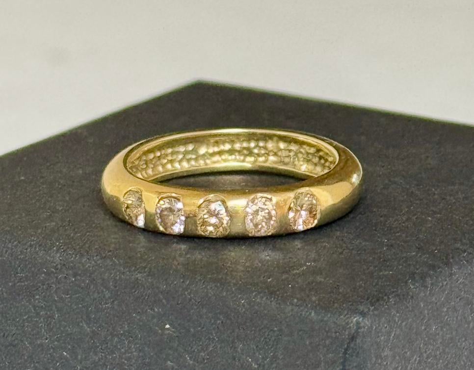 14k gouden ring met 5 natuurlijke diamanten 0.50 caraat!, Enlèvement ou Envoi, Or, Or, 17 à 18