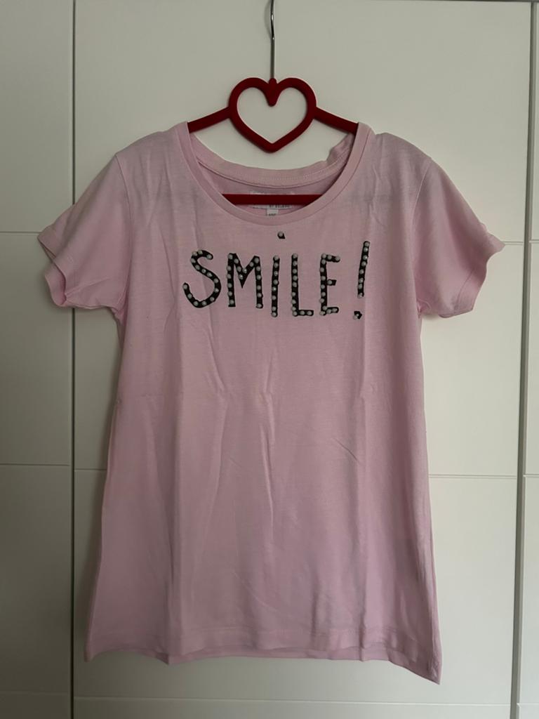 Lichtroze t-shirt Smile maat 146, Kinderen en Baby's, Kinderkleding | Maat 146, Ophalen of Verzenden, Zo goed als nieuw