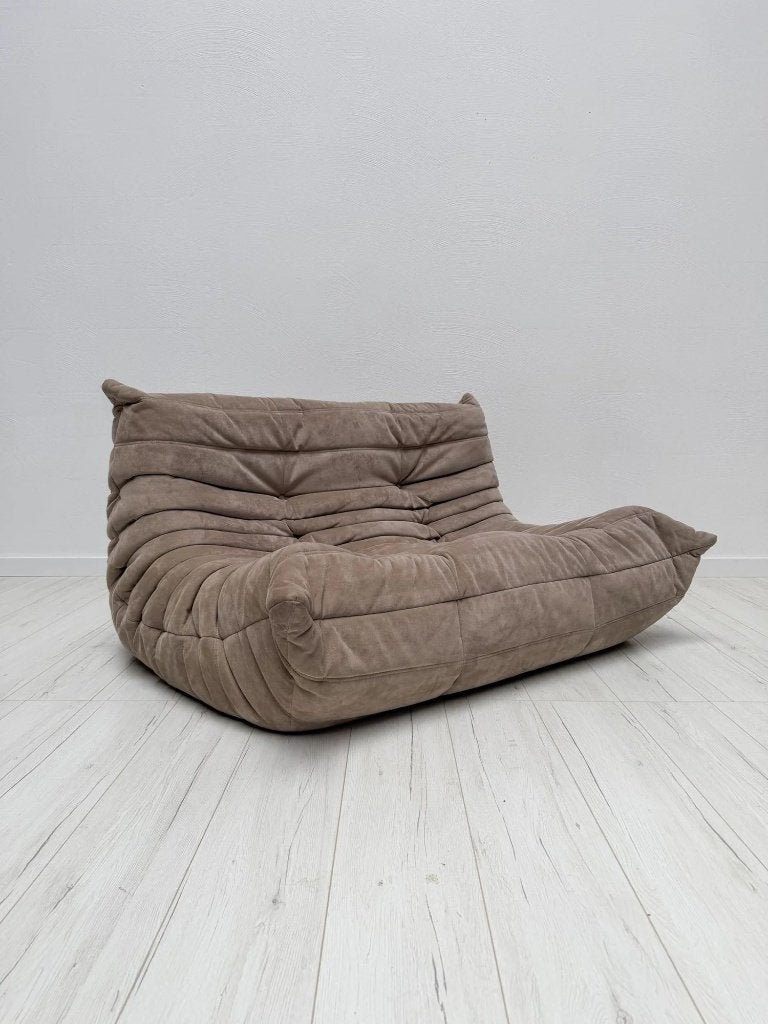 Togo 2 places Ligne Roset alcantara taupe Michel Ducaroy, 100 à 125 cm, Moins de 150 cm, Vintage Mid-Century Design, Enlèvement