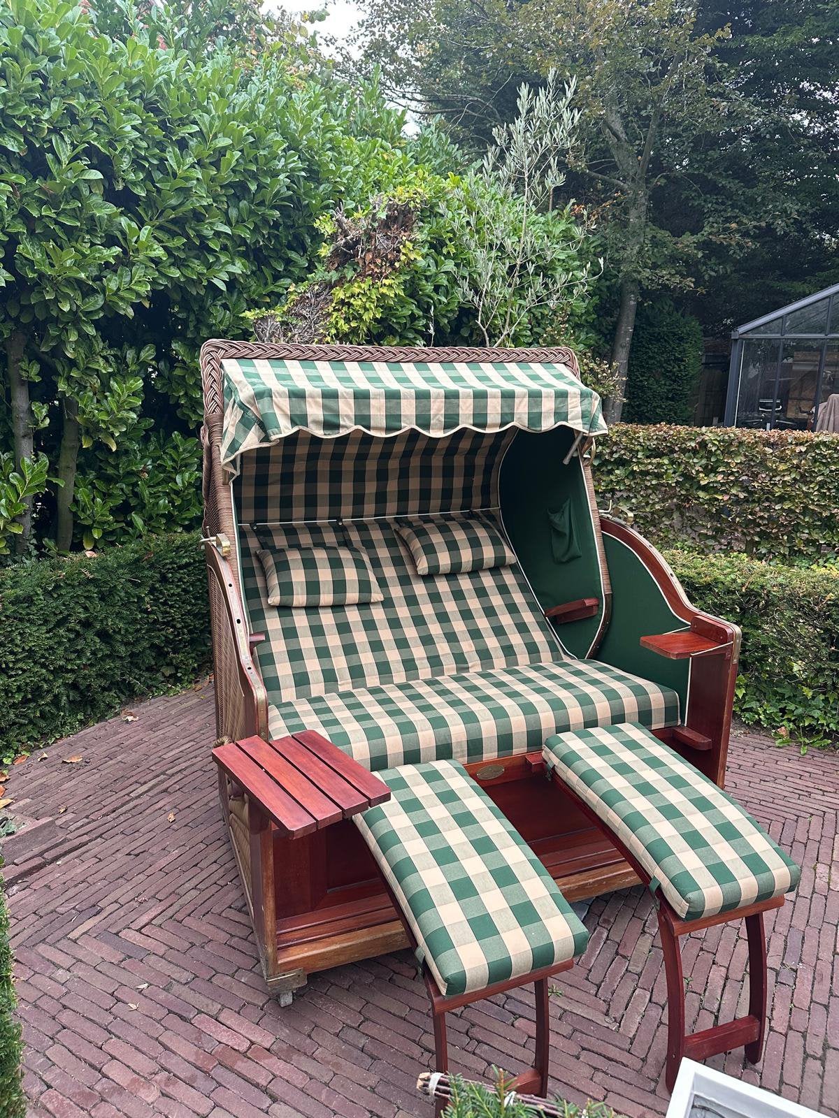 luxe tweepersoons strandstoel, Ophalen, Zo goed als nieuw, Rotan