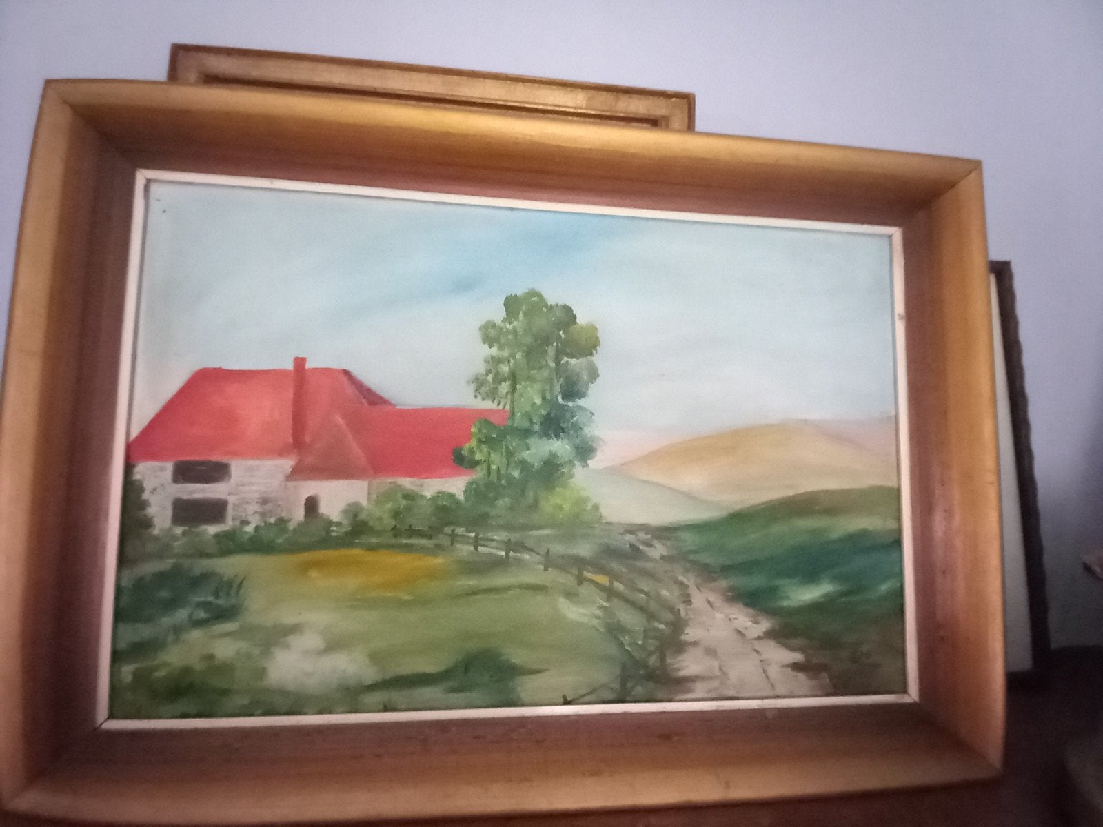Schilderij op canvas,getekend J.G, Ophalen, Doek, Gesigneerd, Landschap