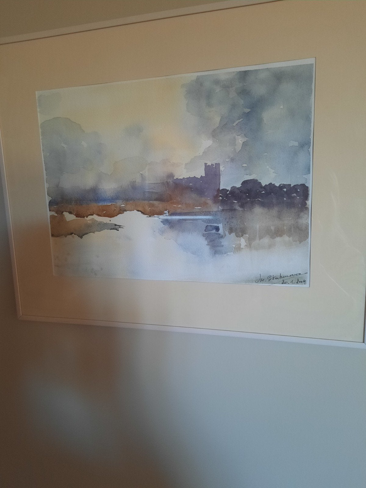 Aquarel 40 op 50 cm, Ophalen, Ingelijst, Aquarel