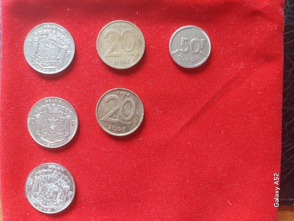 set van 20 Belgische munten: 1, 5, 10, 20 en 50 frank, Ophalen of Verzenden, Metaal, Setje