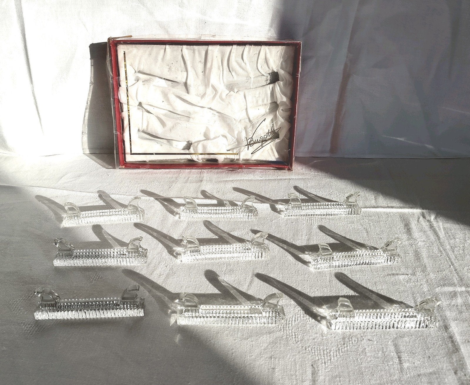 Zeldzaam lot 9 Bugatti Crystal messenhouders Italy Vintage, Ophalen of Verzenden