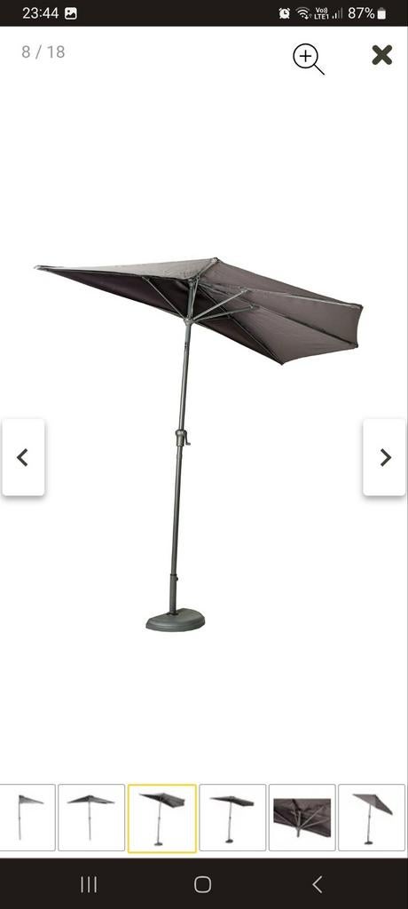 Halve parasol met voet 270 cm140 cm, Tuin en Terras, Ophalen, Kantelbaar
